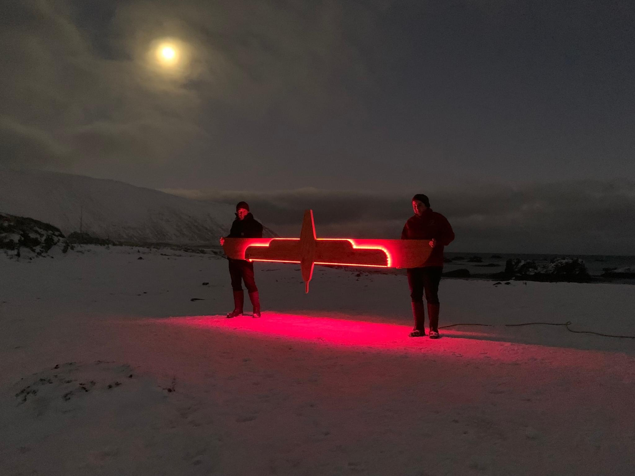 Macca wooden albatross at night