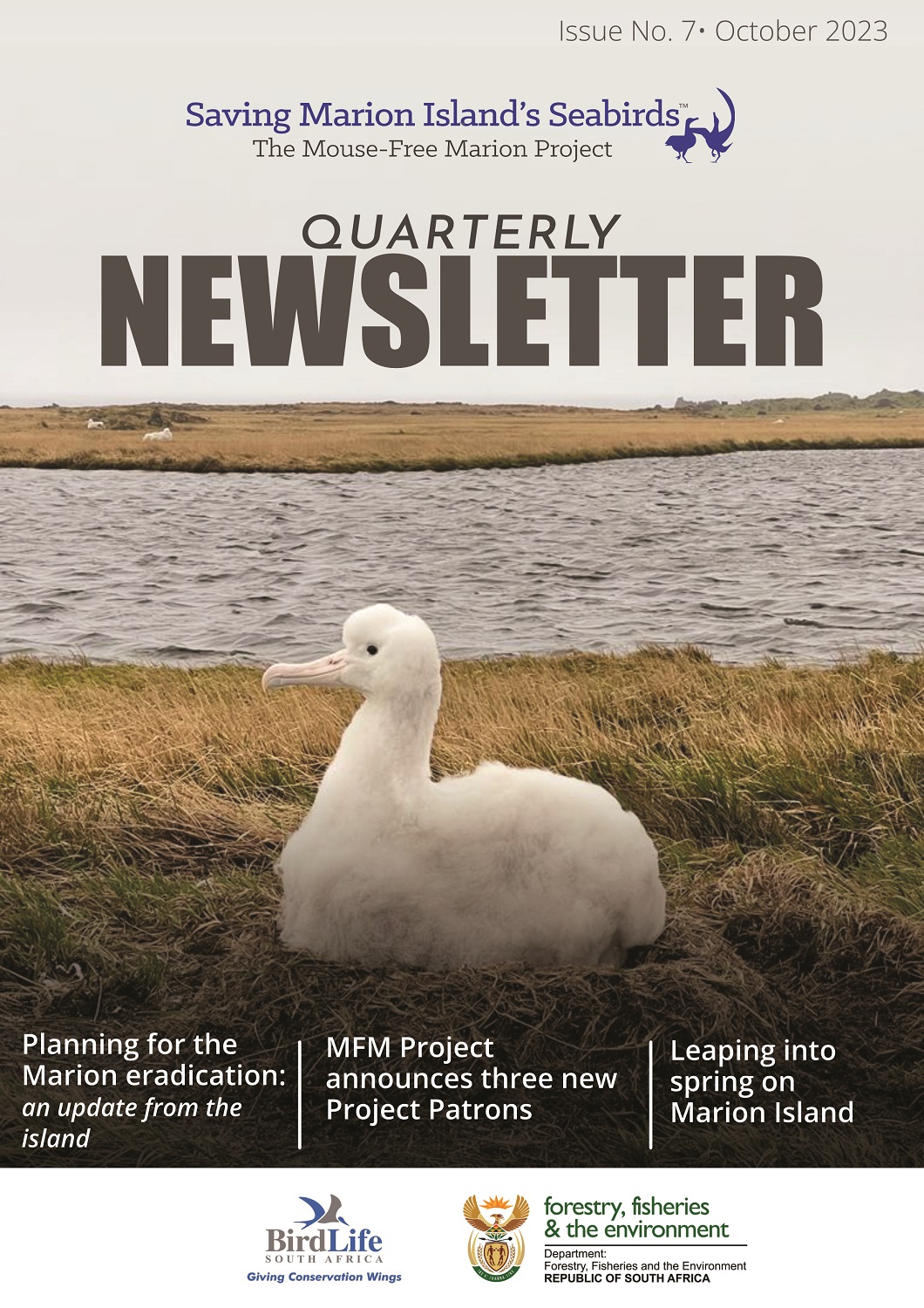 Mouse Free Marion Project Quarterly Newsletter Issue 7 October 2023 cover page shrunk