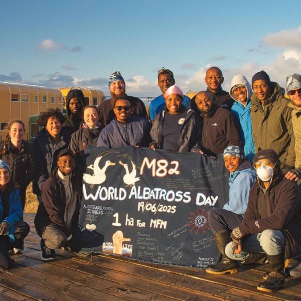 Keeping up a six-year old tradition.  Displaying banners to mark World Albatross Day